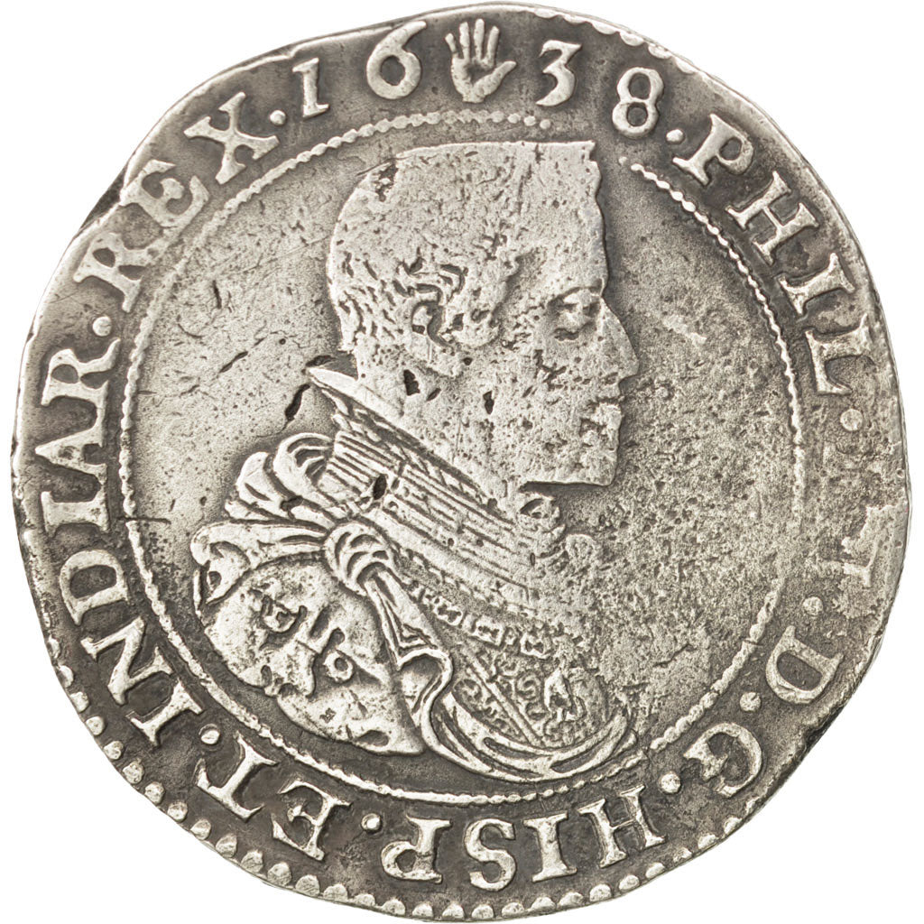 SPANISH NETHERLANDS, Ducaton, 1638, Antwerp, KM #72.1, VF(30-35), Silver, 30.89