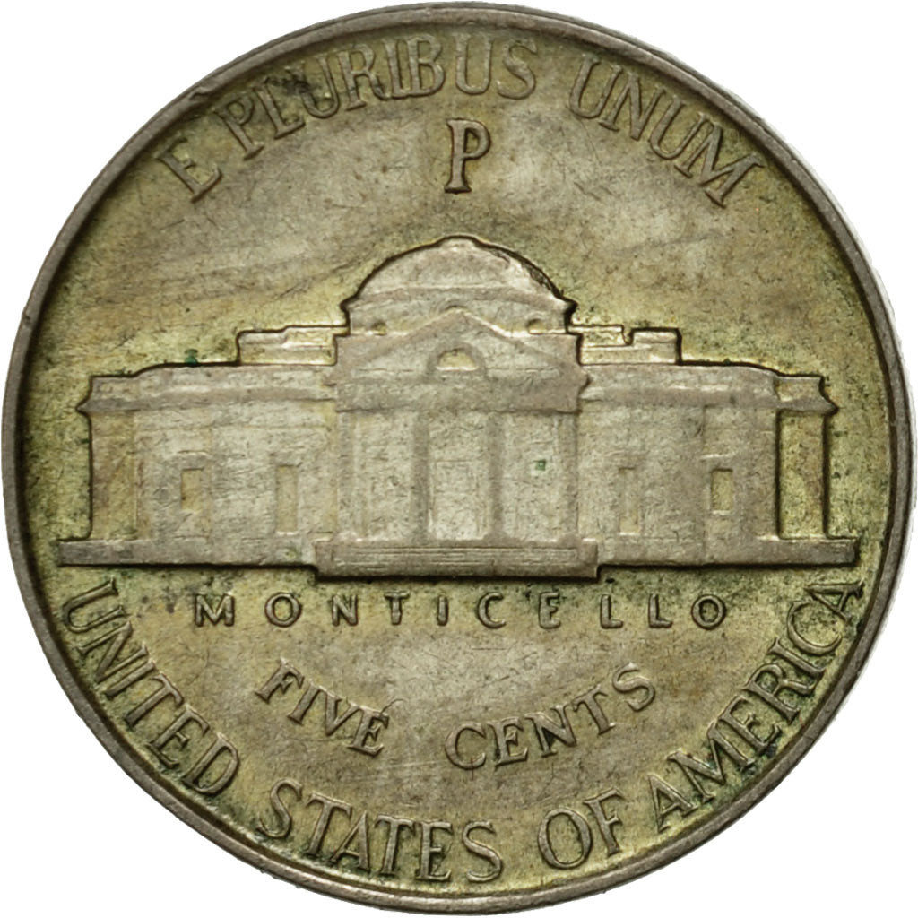 Coin, United States, Jefferson Nickel, 5 Cents, 1943, U.S. Mint, Philadelphia