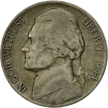 Monnaie, États-Unis, Jefferson Nickel, 5 Cents, 1944, U.S. Mint, Philadelphie