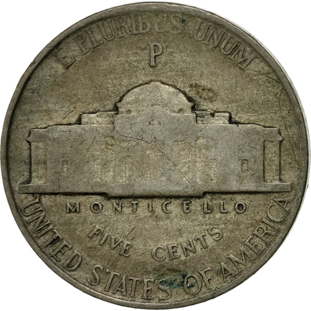 Monnaie, États-Unis, Jefferson Nickel, 5 Cents, 1944, U.S. Mint, Philadelphie