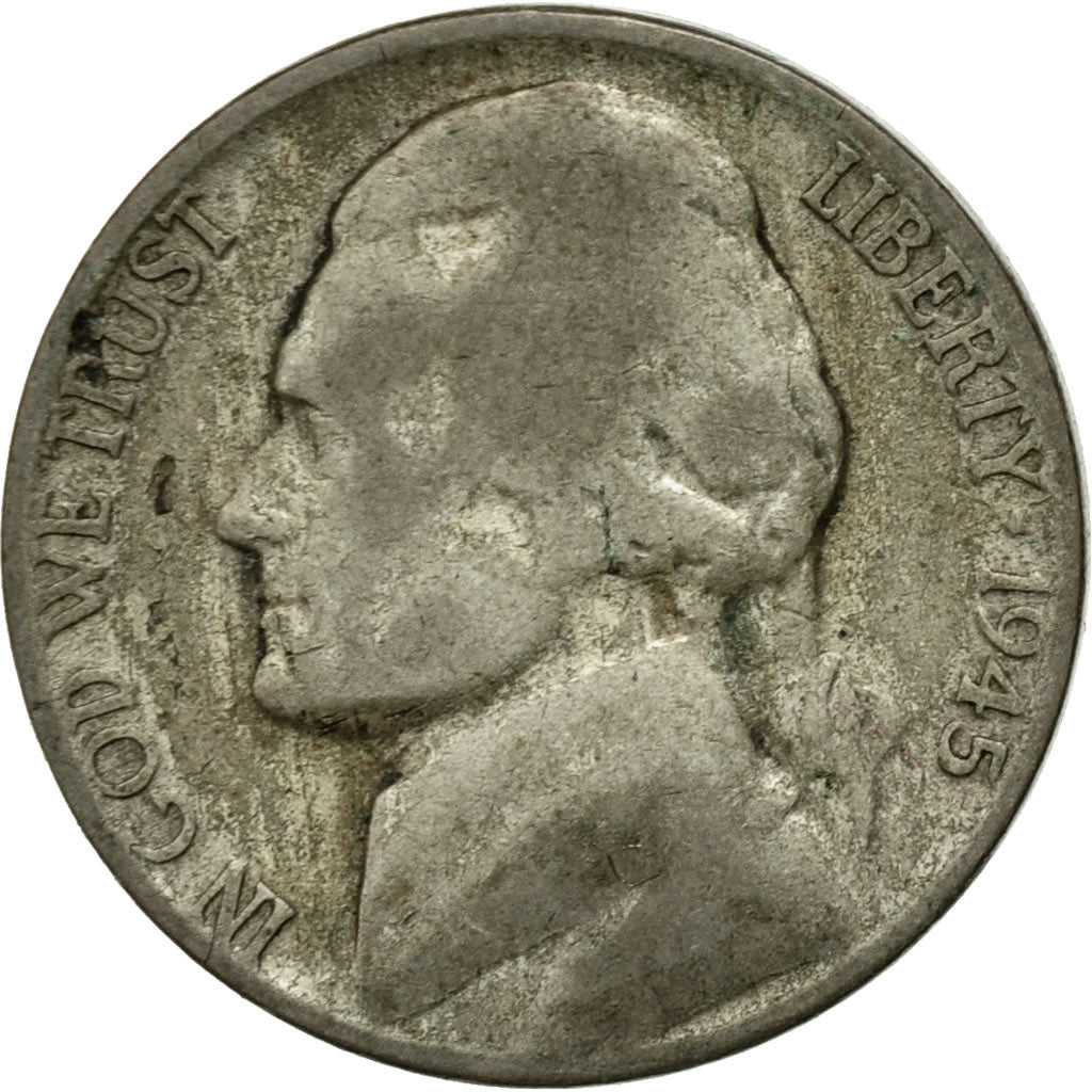 Moneta, USA, Jefferson Nickel, 5 Cents, 1945, U.S. Mint, Philadelphia
