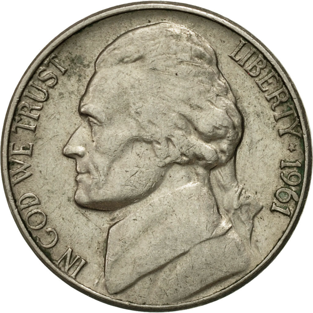 Moneda, Estados Unidos, Jefferson Nickel, 5 Cents, 1961, U.S. Mint