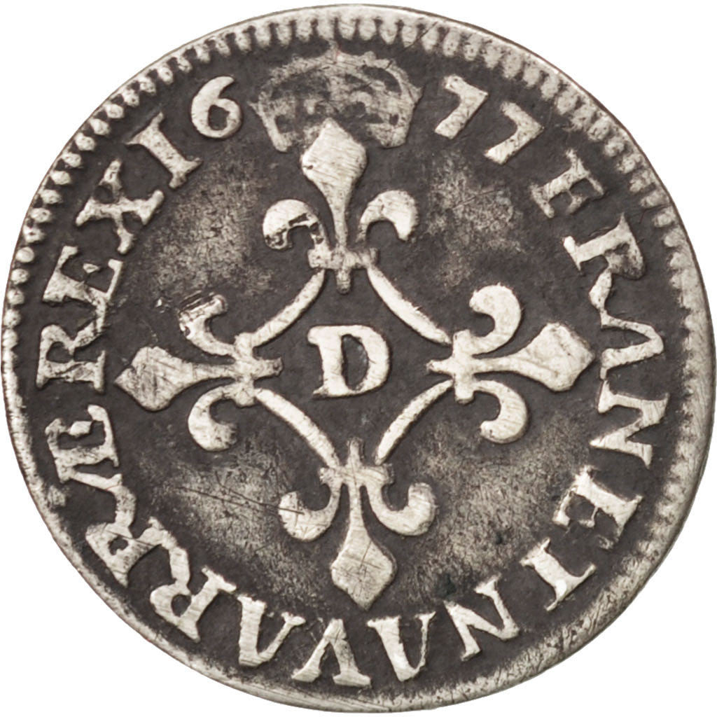 FRANCE, 4 Sols dits « des Traitants », 4 Sols, 1677, Lyon, KM #23...