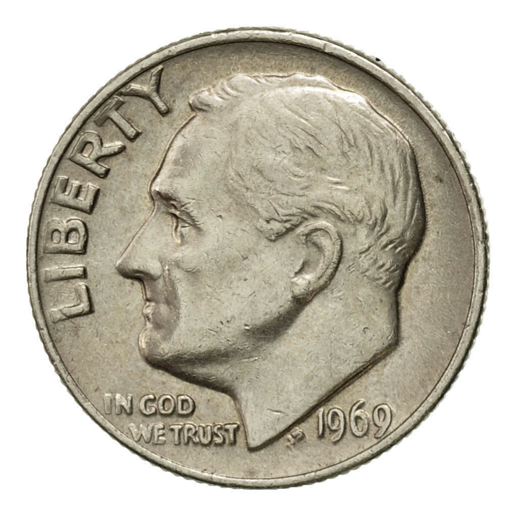 Coin, United States, Roosevelt Dime, Dime, 1969, U.S. Mint, Philadelphia