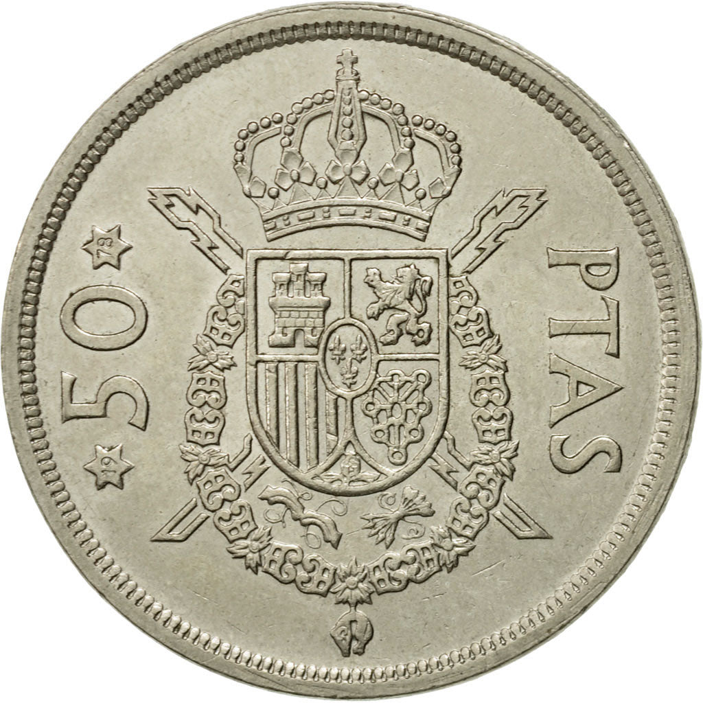 Moneta, Hiszpania, Juan Carlos I, 50 Pesetas, 1978, MS(63), Miedź-Nikiel