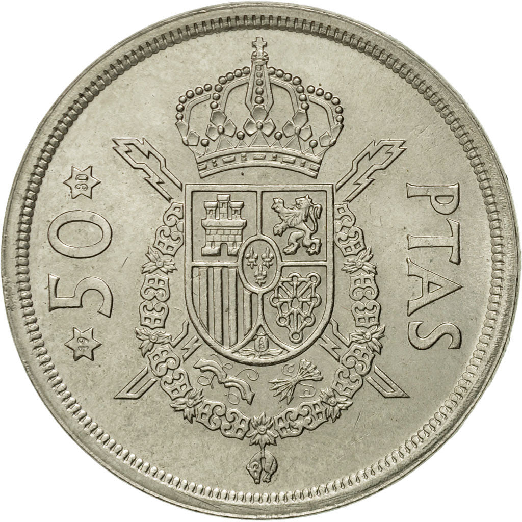 Coin, Spain, Juan Carlos I, 50 Pesetas, 1980, MS(63), Copper-nickel, KM:809