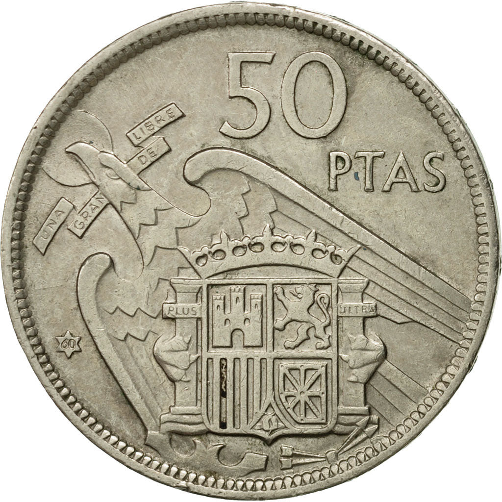 Moneda, España, Caudillo and regent, 50 Pesetas, 1960, EBC, Cobre - níquel