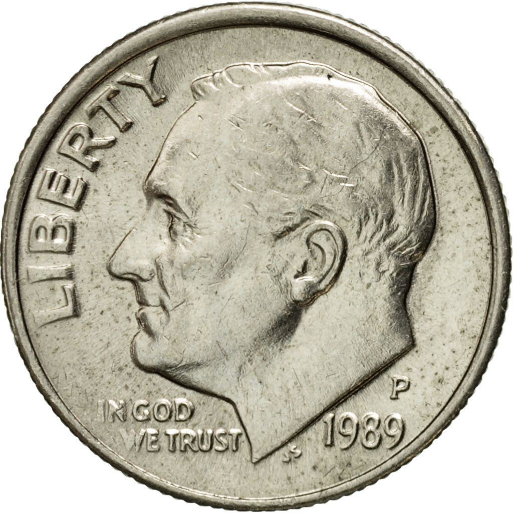 Coin, United States, Roosevelt Dime, Dime, 1989, U.S. Mint, Philadelphia
