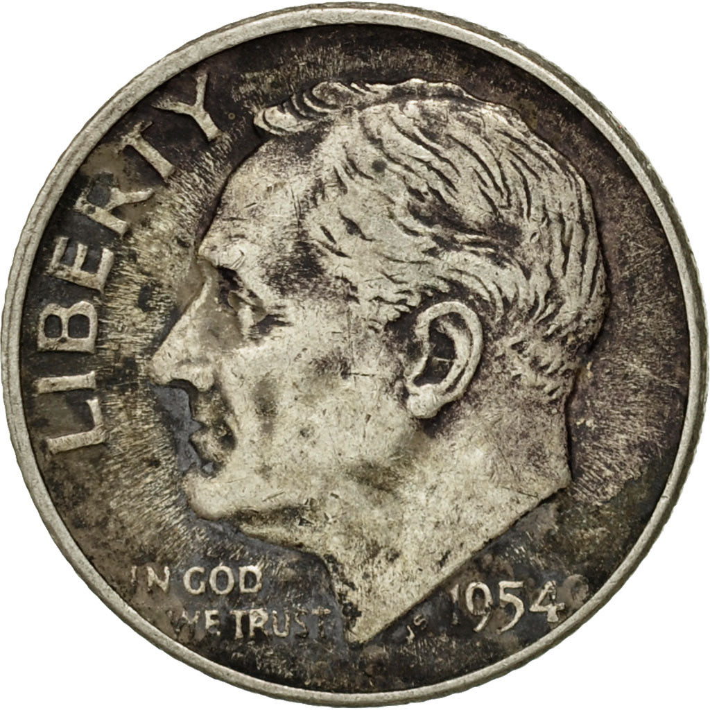 Coin, United States, Roosevelt Dime, Dime, 1954, U.S. Mint, Philadelphia