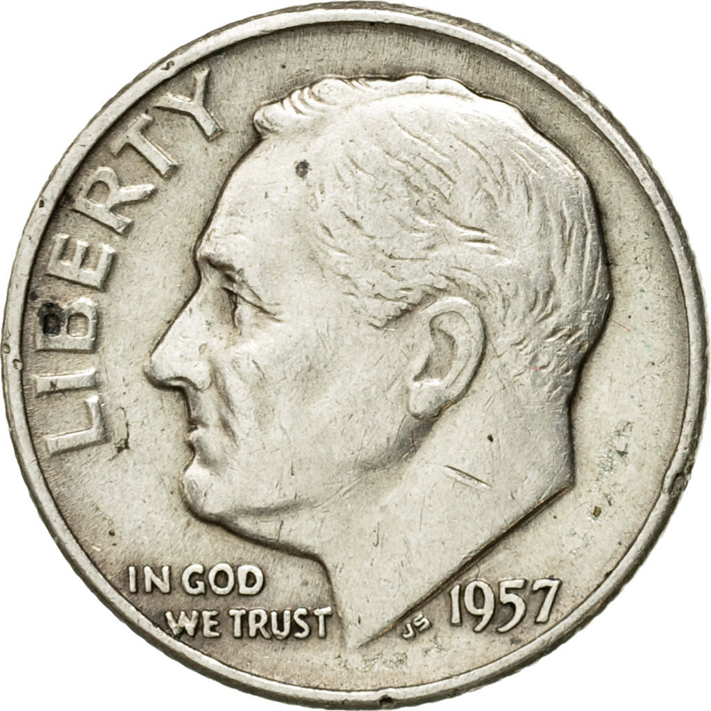 Moneta, Stati Uniti, Roosevelt Dime, Dime, 1957, U.S. Mint, Denver, BB, Argento
