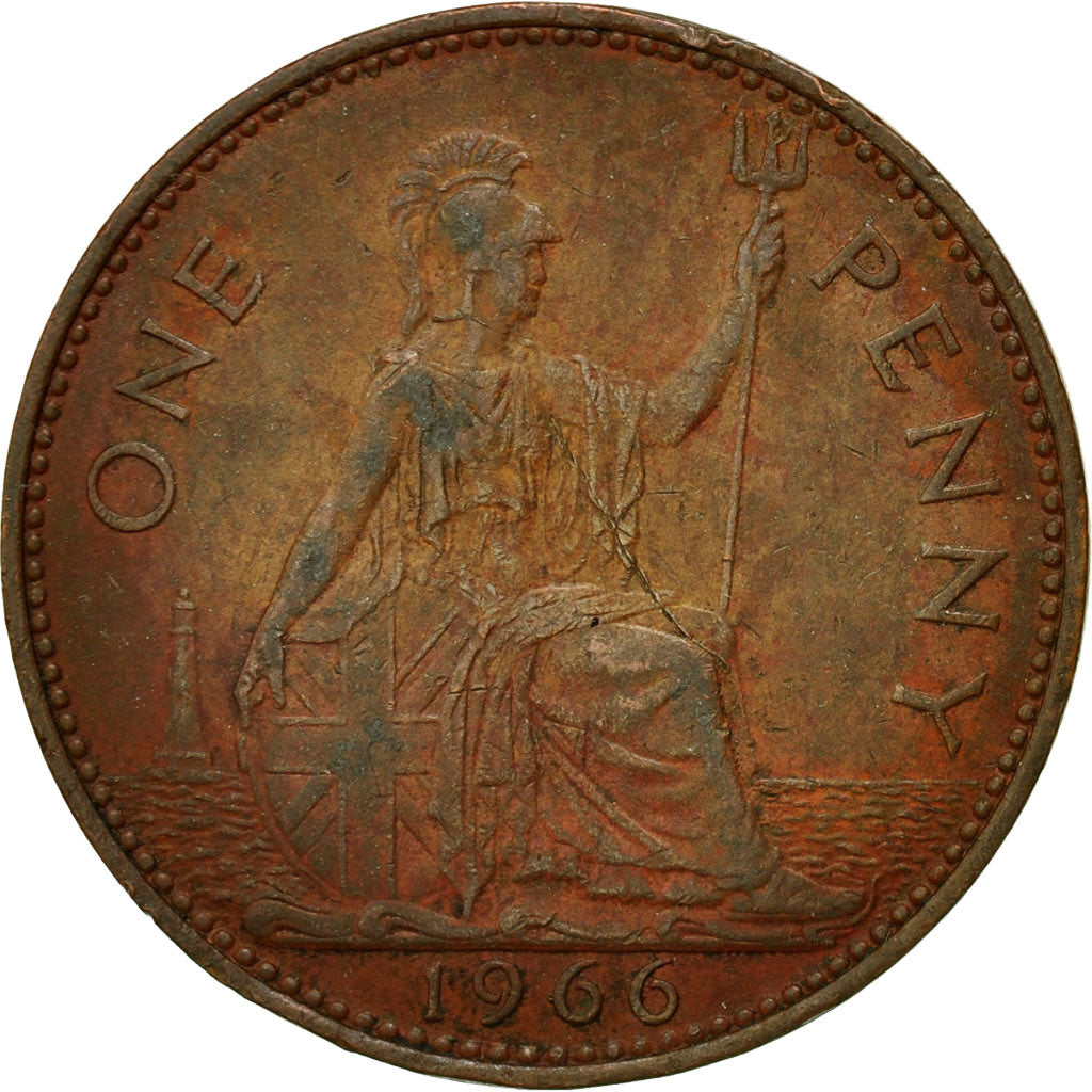 Coin, Great Britain, Elizabeth II, Penny, 1966, VF(30-35), Bronze, KM:897
