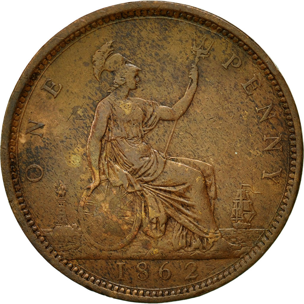 Coin, Great Britain, Victoria, Penny, 1862, VF(30-35), Bronze, KM:749.2