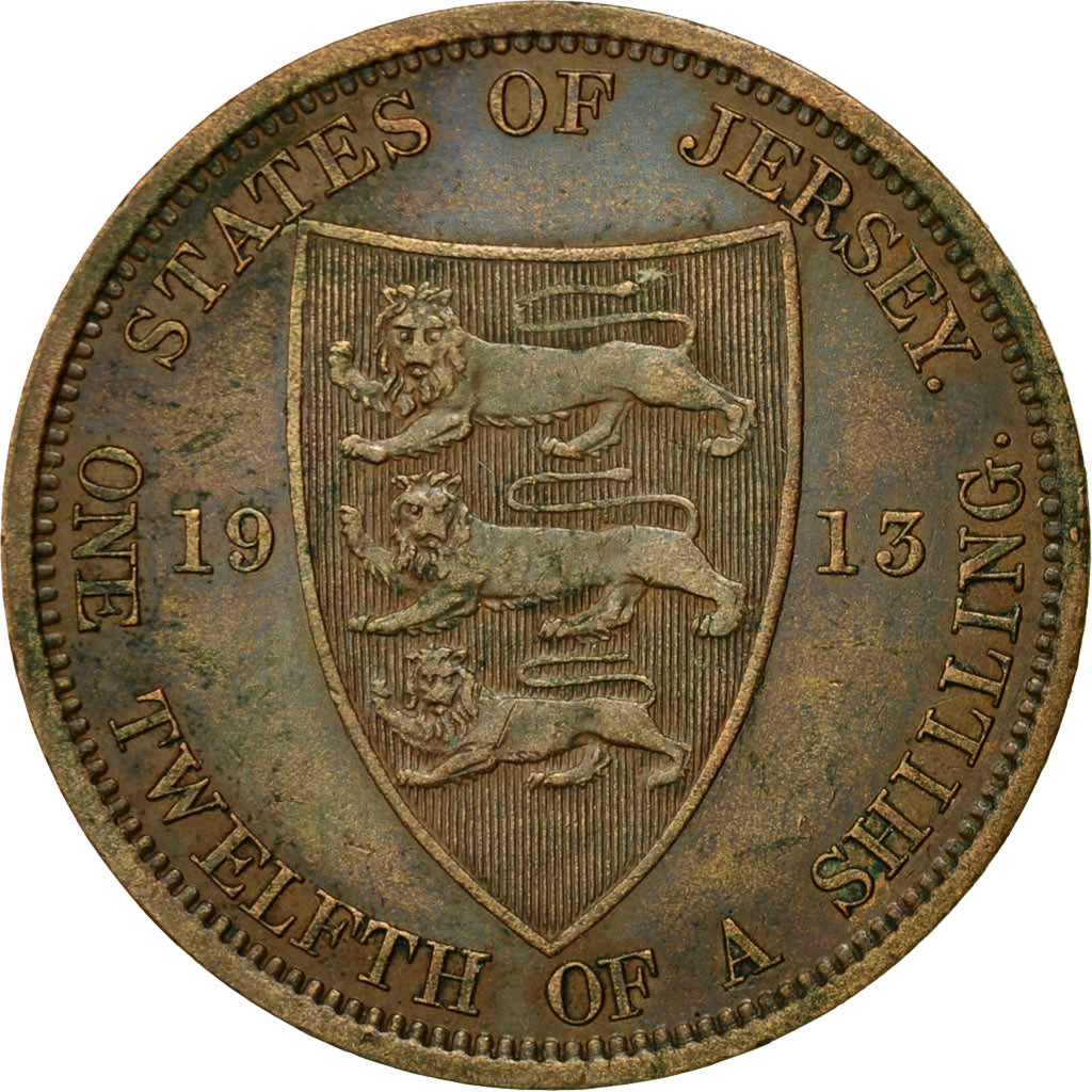 Coin, Jersey, George V, 1/12 Shilling, 1913, EF(40-45), Bronze, KM:12