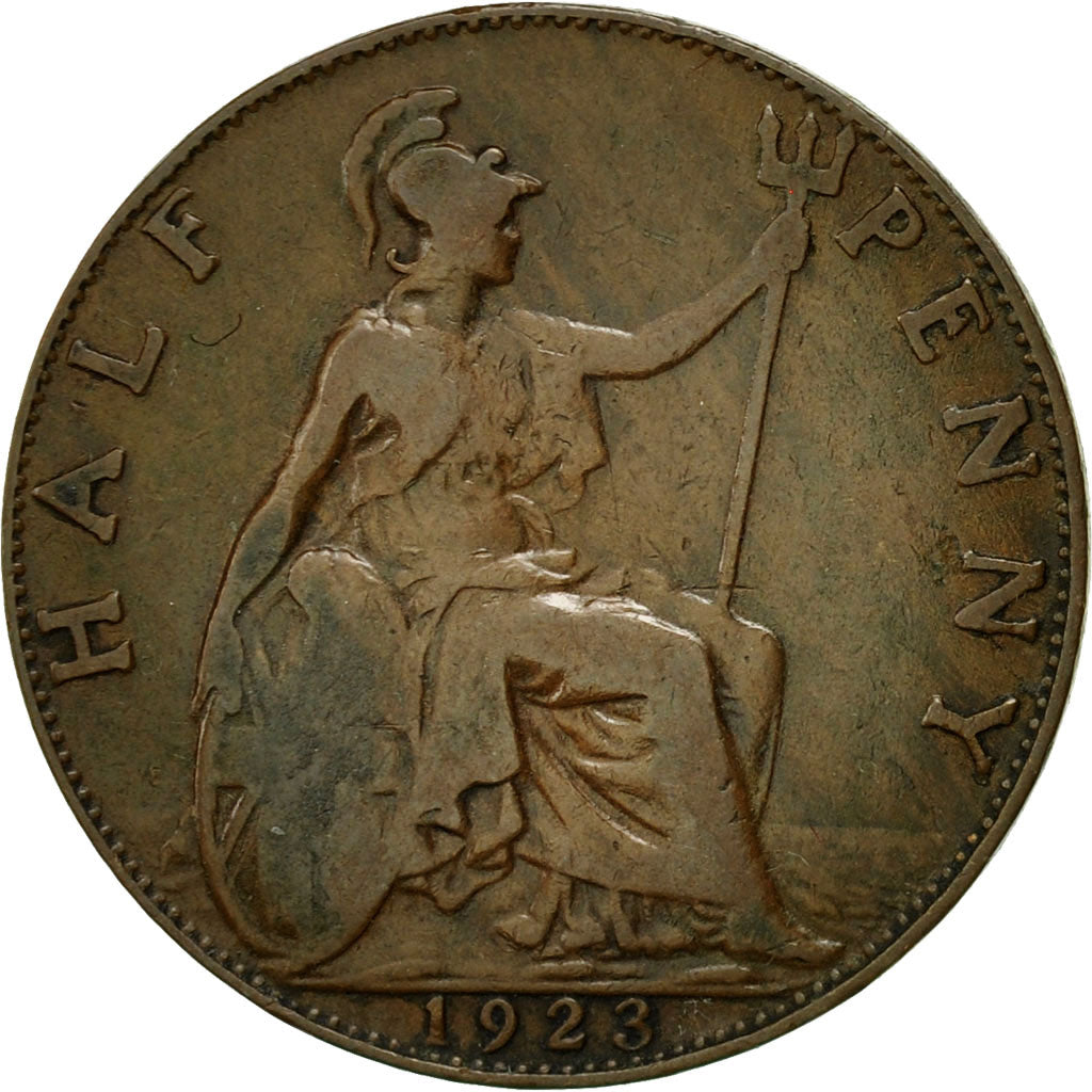 Coin, Great Britain, George V, 1/2 Penny, 1923, VF(20-25), Bronze, KM:809