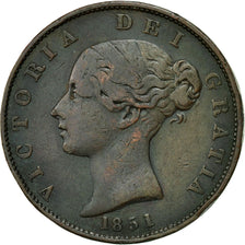 Coin, Great Britain, Victoria, 1/2 Penny, 1851, VF(30-35), Copper, KM:726