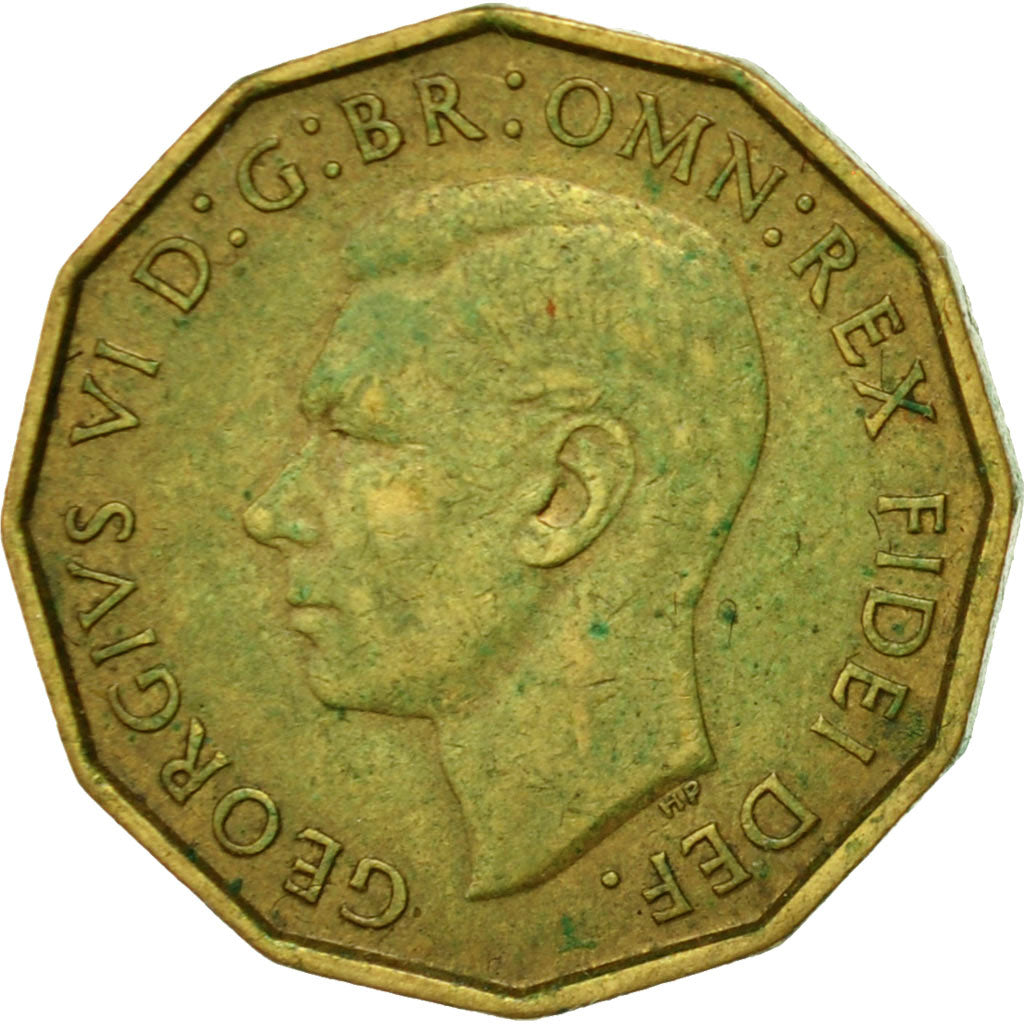 Monnaie, Grande-Bretagne, George VI, 3 Pence, 1952, TTB, Nickel-brass, KM:873