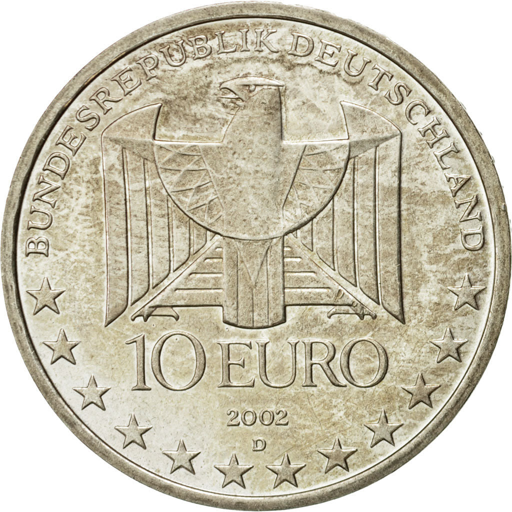 GERMANY - FEDERAL REPUBLIC, 10 Euro, 2002, MS(60-62), Silver, KM:216