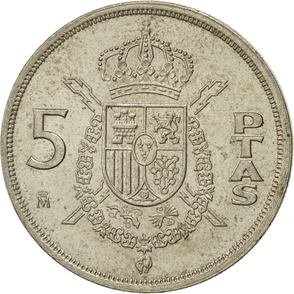 Coin, Spain, Juan Carlos I, 5 Pesetas, 1984, AU(50-53), Copper-nickel, KM:823