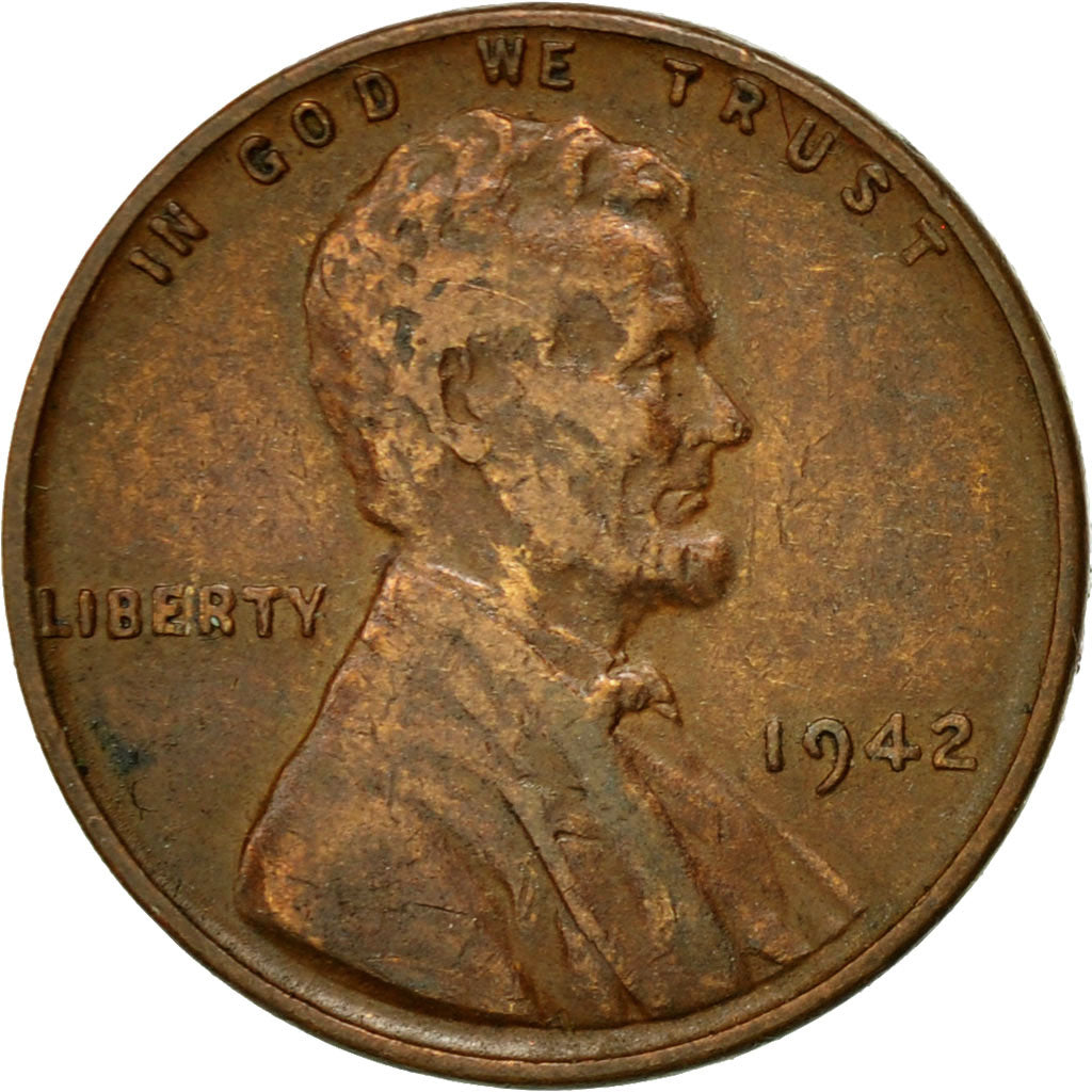 Coin, United States, Lincoln Cent, Cent, 1942, U.S. Mint, Philadelphia