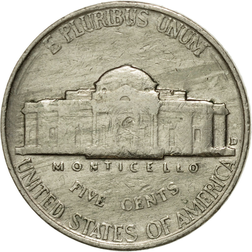 Coin, United States, Jefferson Nickel, 5 Cents, 1953, U.S. Mint, Denver