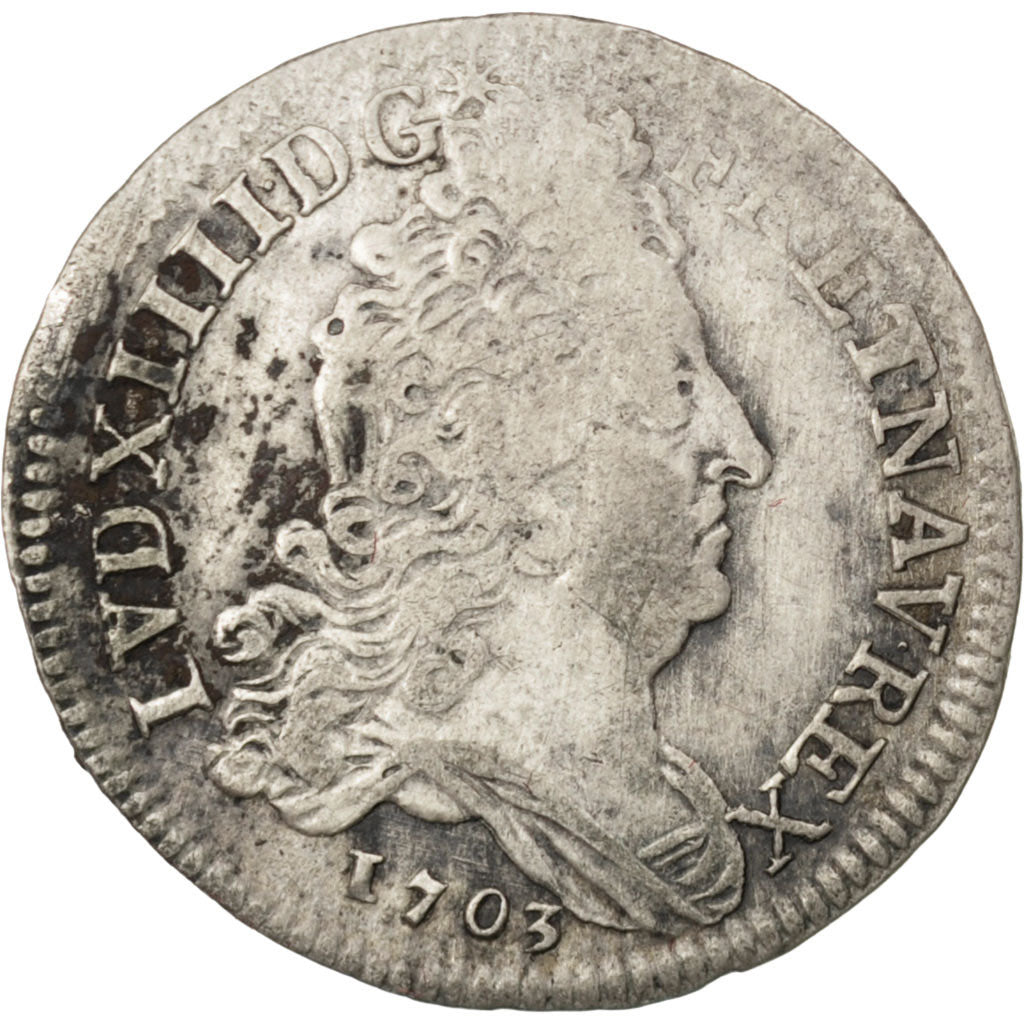 France, Louis XIV, 10 Sols aux insignes 1703 K (Bordeaux), KM 349.5