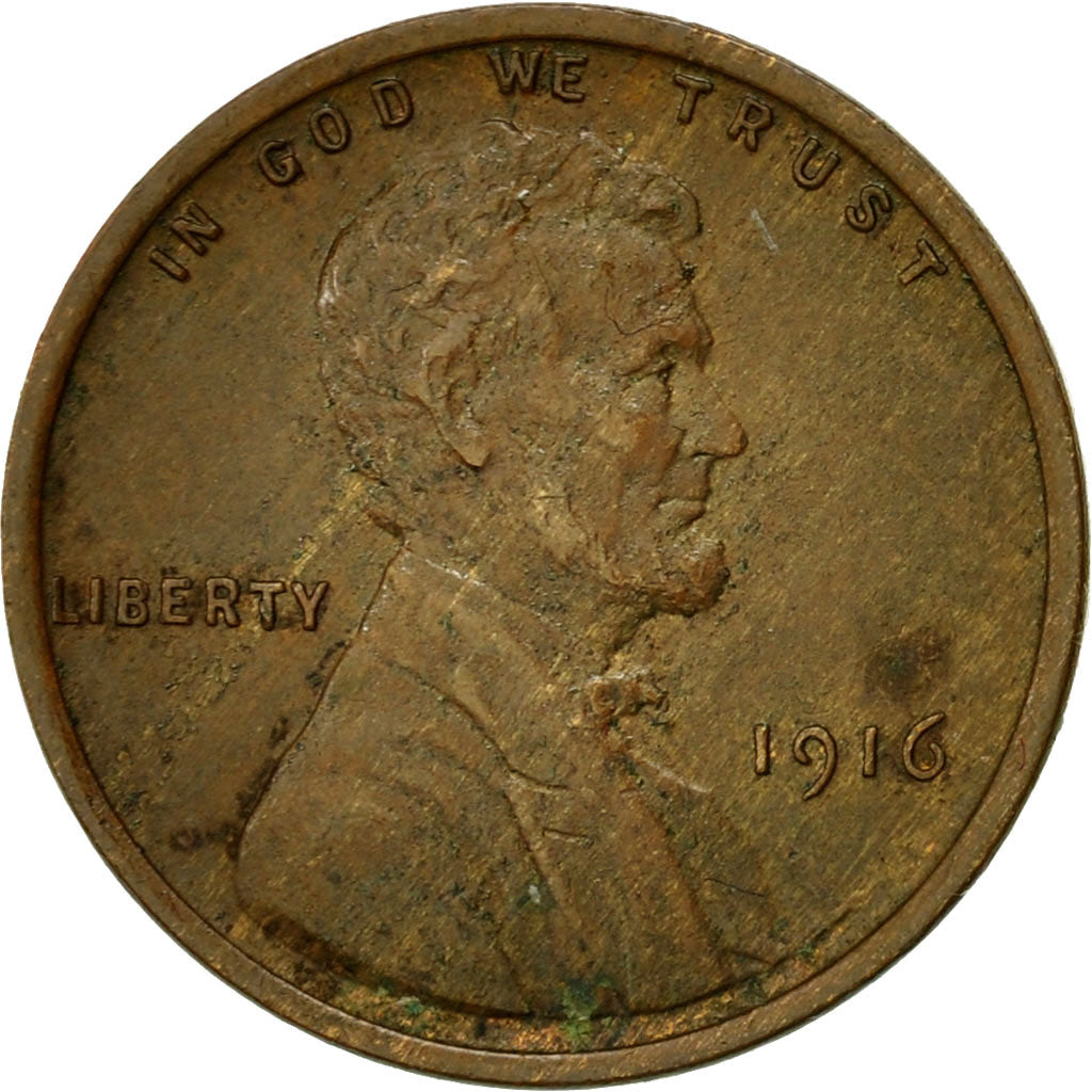 Coin, United States, Lincoln Cent, Cent, 1916, U.S. Mint, Philadelphia