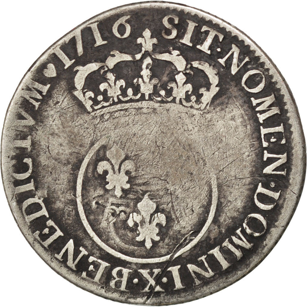 Moneta, Francia, Louis XV, 1/4 Écu Vertugadin, 30 Sols, 1/4 ECU, 1716, Amiens