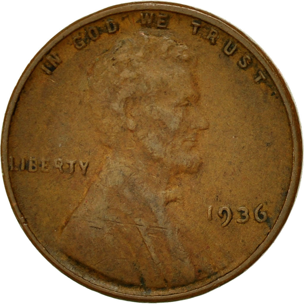 Coin, United States, Lincoln Cent, Cent, 1936, U.S. Mint, Philadelphia