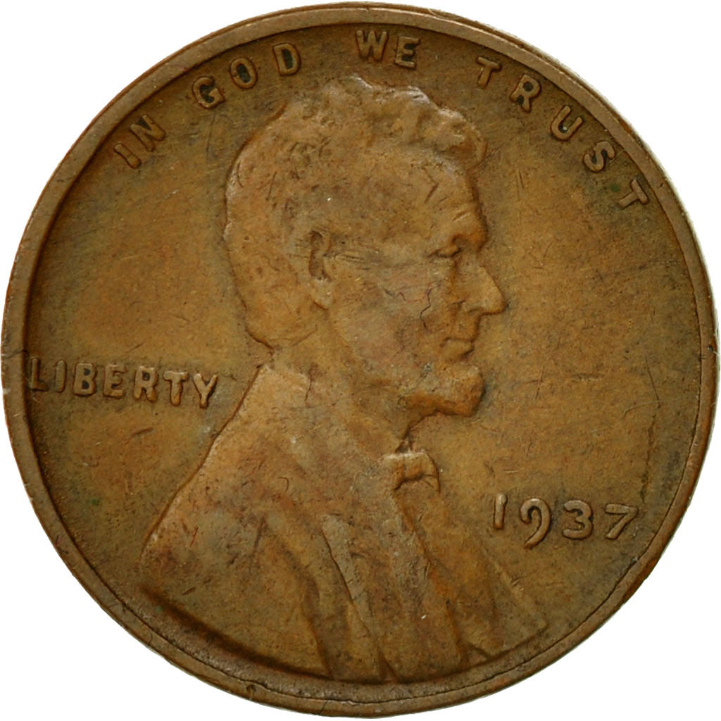 Coin, United States, Lincoln Cent, Cent, 1937, U.S. Mint, Philadelphia