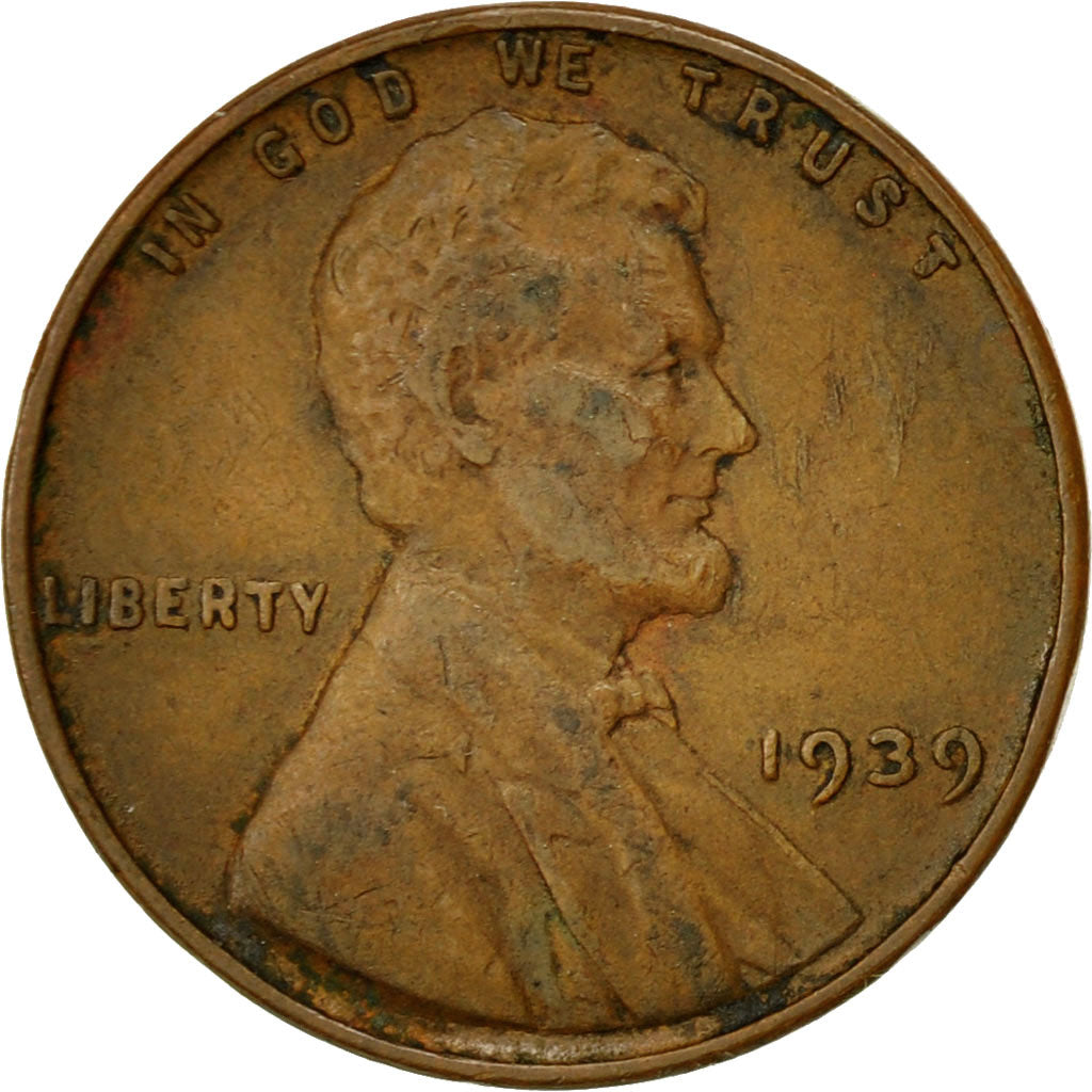 Coin, United States, Lincoln Cent, Cent, 1939, U.S. Mint, Philadelphia