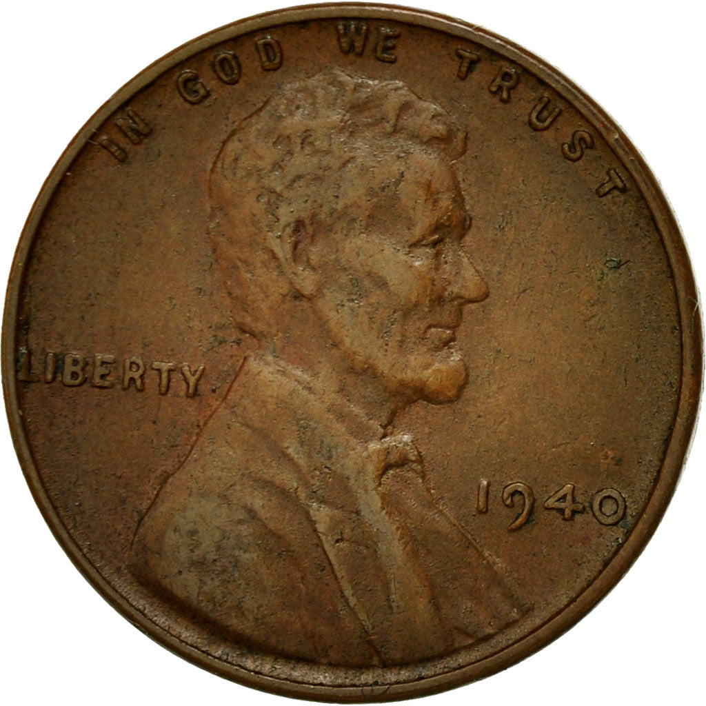 Coin, United States, Lincoln Cent, Cent, 1940, U.S. Mint, Philadelphia