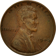 Coin, United States, Lincoln Cent, Cent, 1940, U.S. Mint, Philadelphia