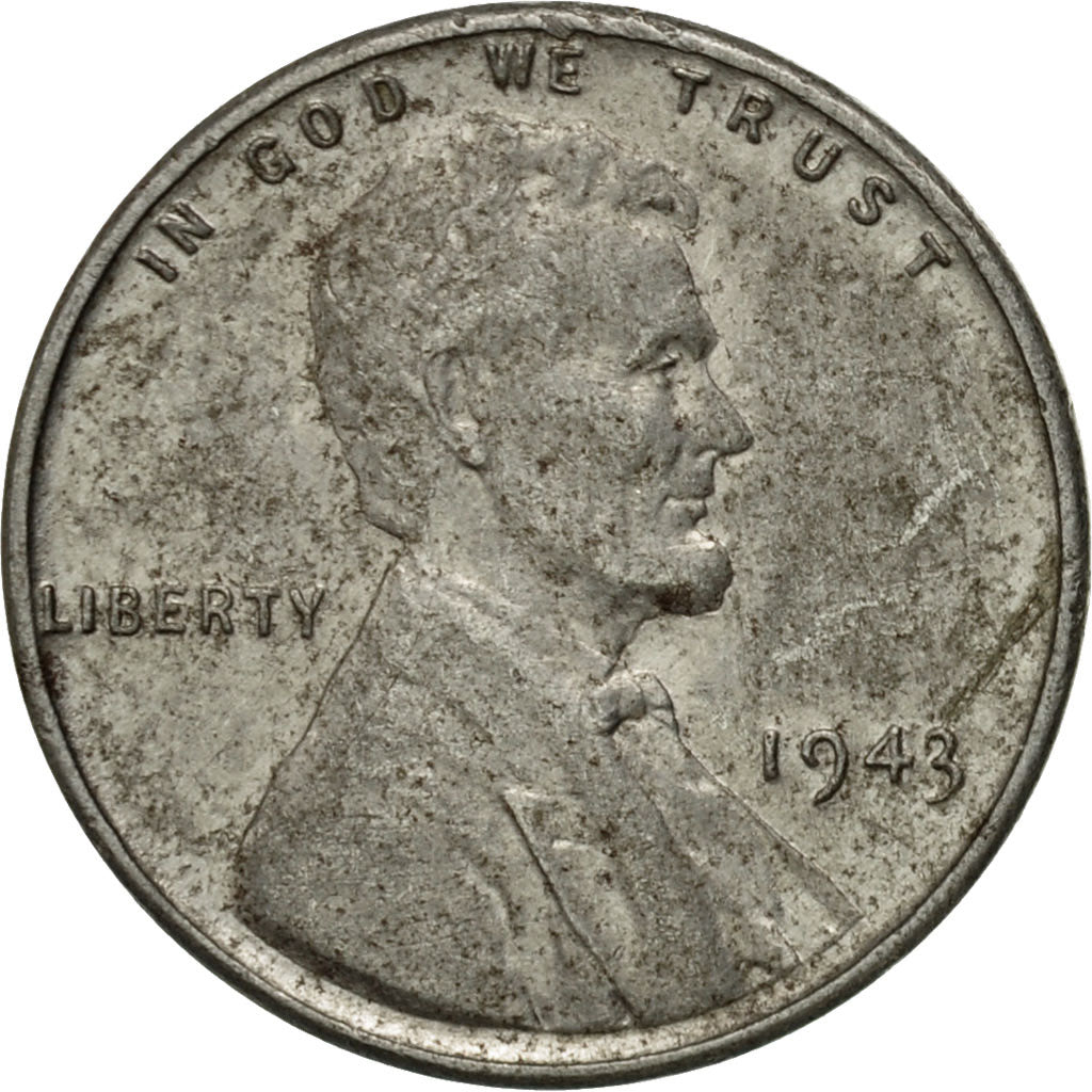 Coin, United States, Lincoln Cent, Cent, 1943, U.S. Mint, Philadelphia