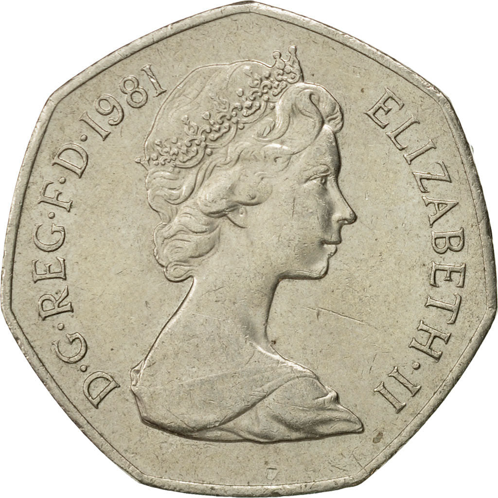 Moneda, Gran Bretaña, Elizabeth II, 50 New Pence, 1981, MBC+, Cobre - níquel