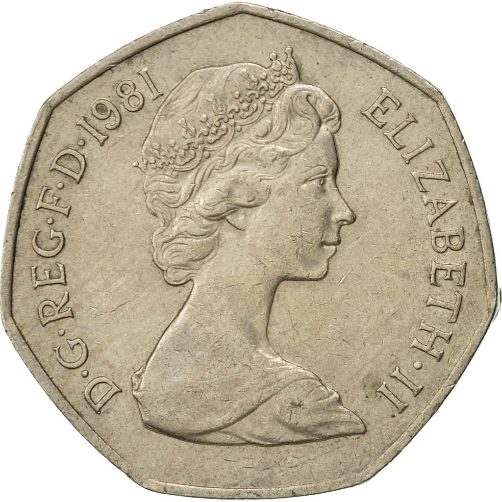 Coin, Great Britain, Elizabeth II, 50 New Pence, 1981, AU(50-53), Copper-nickel
