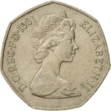 Coin, Great Britain, Elizabeth II, 50 New Pence, 1981, AU(50-53), Copper-nickel