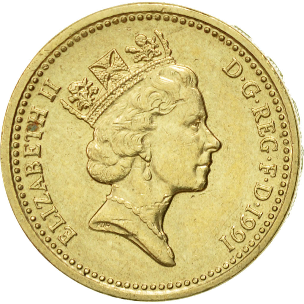 Coin, Great Britain, Elizabeth II, Pound, 1991, AU(55-58), Nickel-brass, KM:946