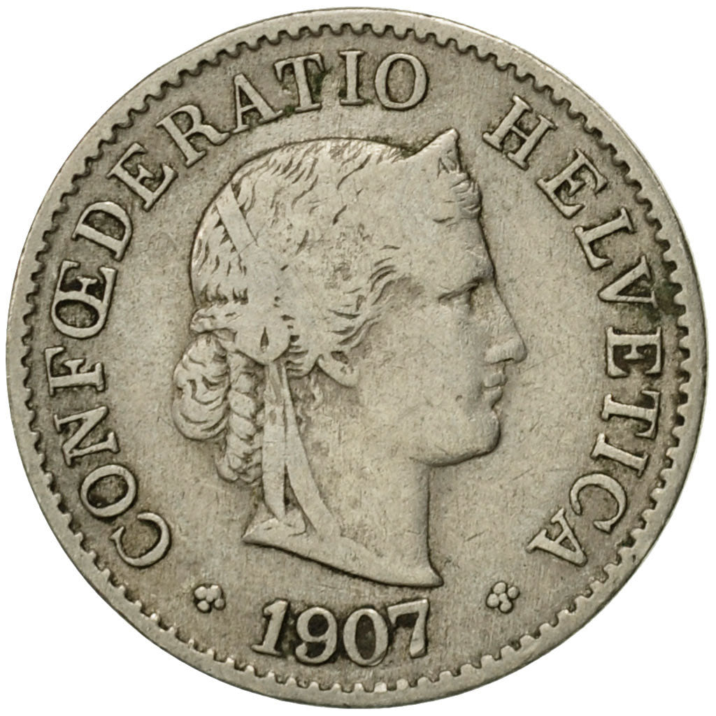 Coin, Switzerland, 5 Rappen, 1907, Bern, EF(40-45), Copper-nickel, KM:26