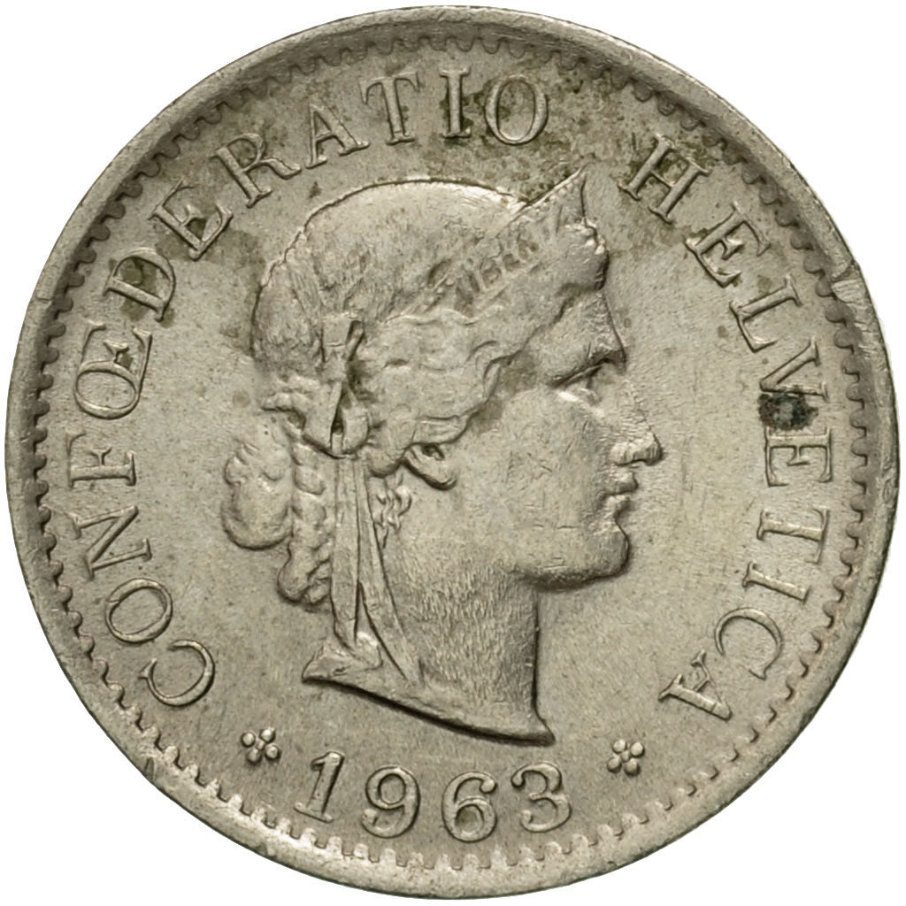 Coin, Switzerland, 5 Rappen, 1963, Bern, AU(50-53), Copper-nickel, KM:26