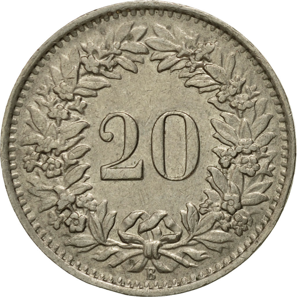 Münze, Schweiz, 20 Rappen, 1944, Bern, SS+, Copper-nickel, KM:29a