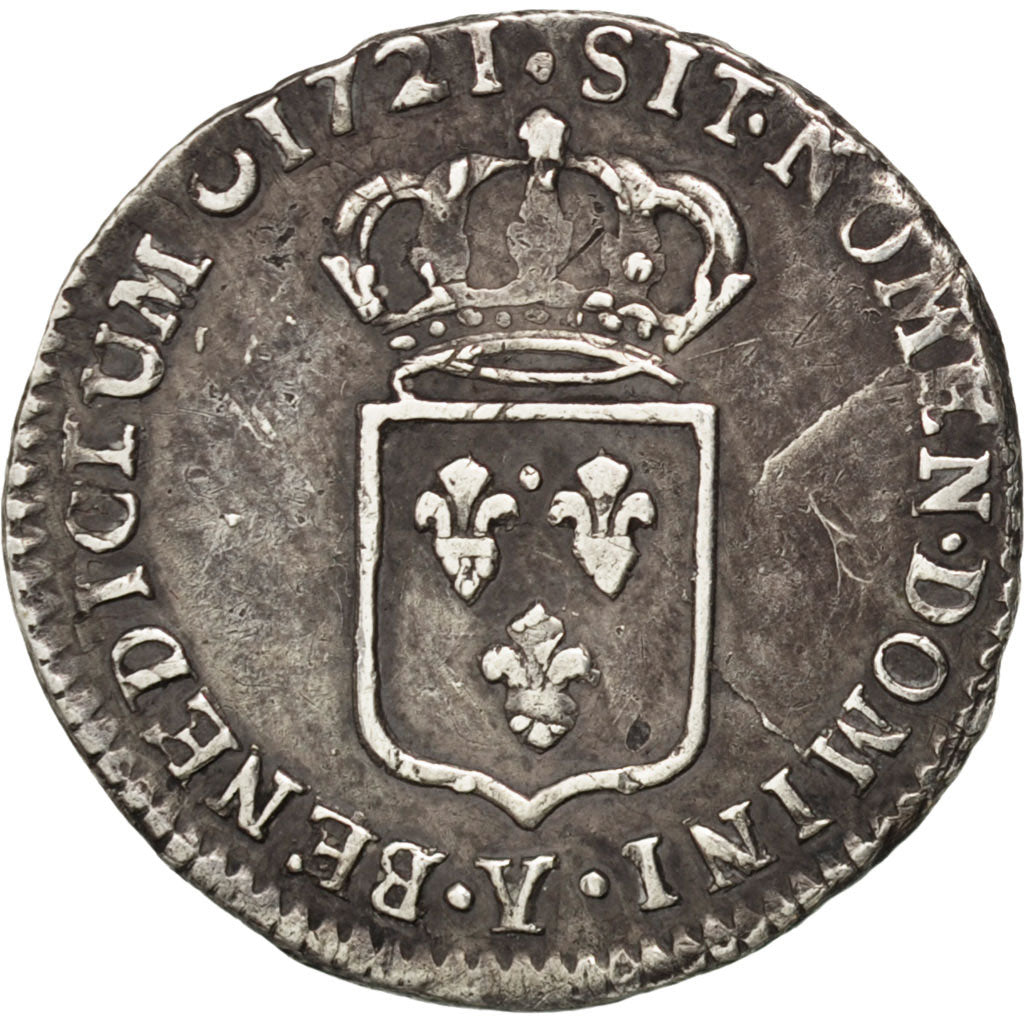 FRANCE, 1/12 Écu de France, 1/12 ECU, 10 Sols, 1721, Bourges, KM #463.17, ...