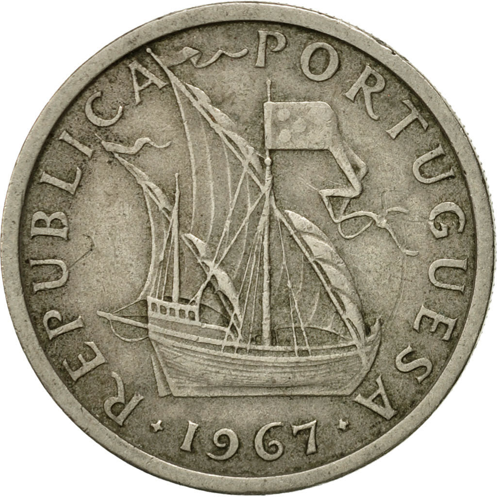 Coin, Portugal, 5 Escudos, 1967, EF(40-45), Copper-nickel, KM:591