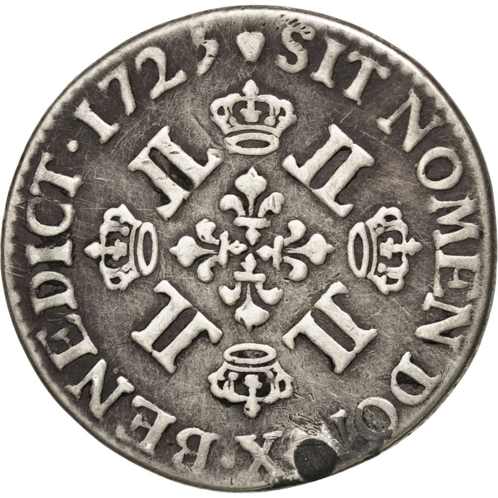 Moneta, Francia, Louis XV, 1/4 Écu aux 8 L, 30 Sols, 1/4 ECU, 1725, Amiens, B+