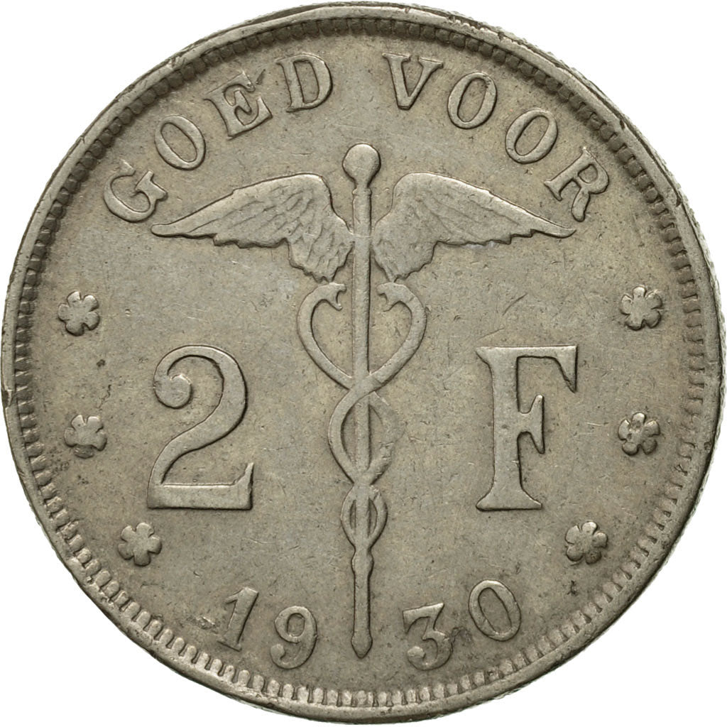 Coin, Belgium, 2 Francs, 2 Frank, 1930, EF(40-45), Nickel, KM:92