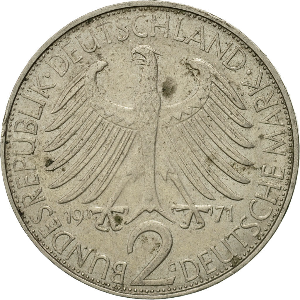 Coin, GERMANY - FEDERAL REPUBLIC, 2 Mark, 1971, Karlsruhe, EF(40-45)