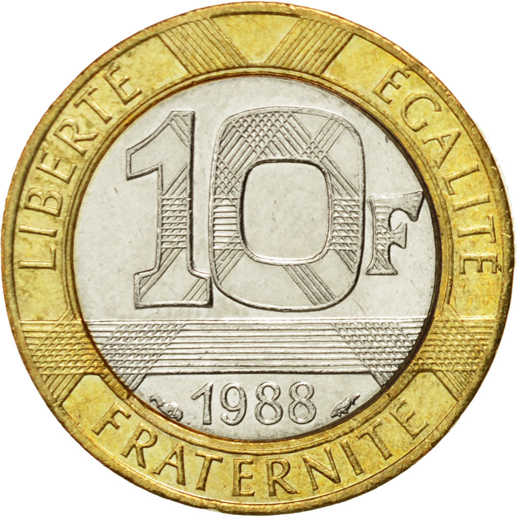 Münze, Frankreich, Génie, 10 Francs, 1988, Paris, VZ, Bi-Metallic, KM:964.1