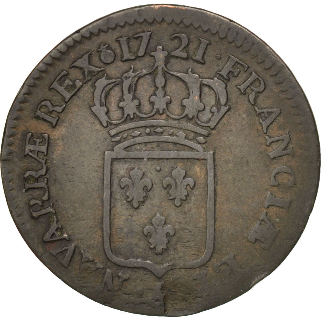 FRANCE, Demi sol au buste enfantin, 1/2 Sol, 1721, Paris, KM #451.1, VF(20-25),.