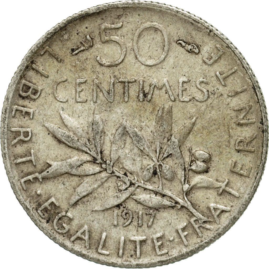 Münze, Frankreich, Semeuse, 50 Centimes, 1917, Paris, SS, Silber, KM:854