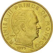 Moneta, Monaco, Rainier III, 10 Centimes, 1975, AU(55-58), Aluminium-Brąz