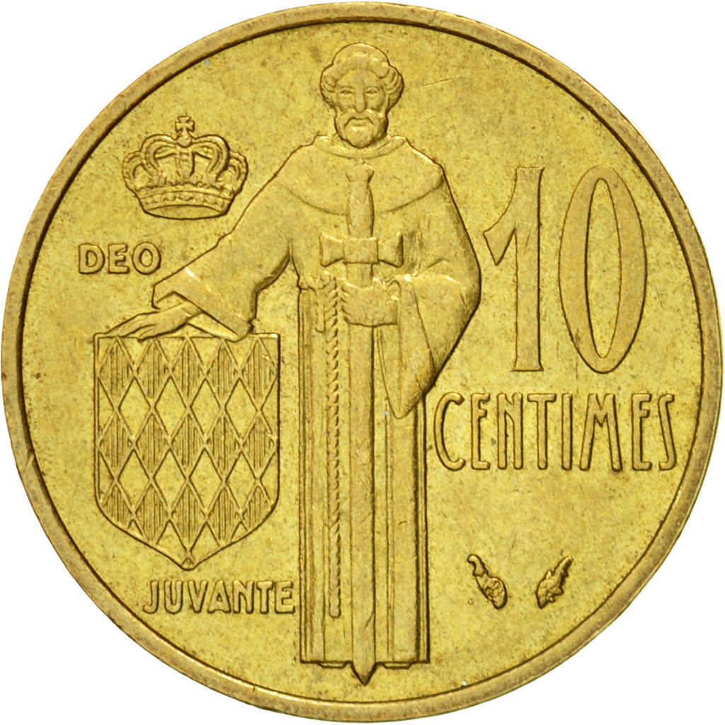 Coin, Monaco, Rainier III, 10 Centimes, 1975, AU(55-58), Aluminum-Bronze